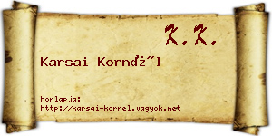 Karsai Kornél névjegykártya