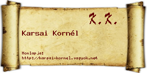 Karsai Kornél névjegykártya